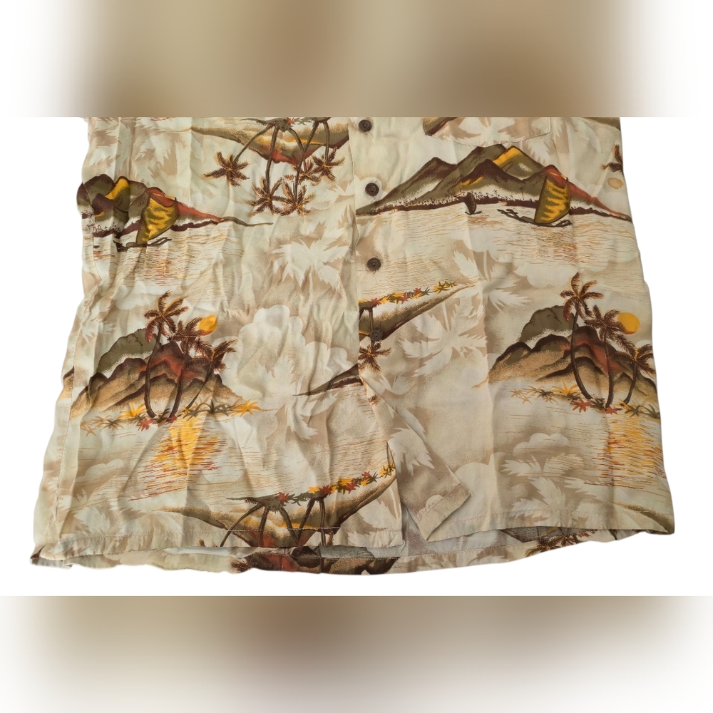 Vintage Kennington California Hawaiian Shirt Men’s Large Beige Aloha Beach - Picture 3 of 7